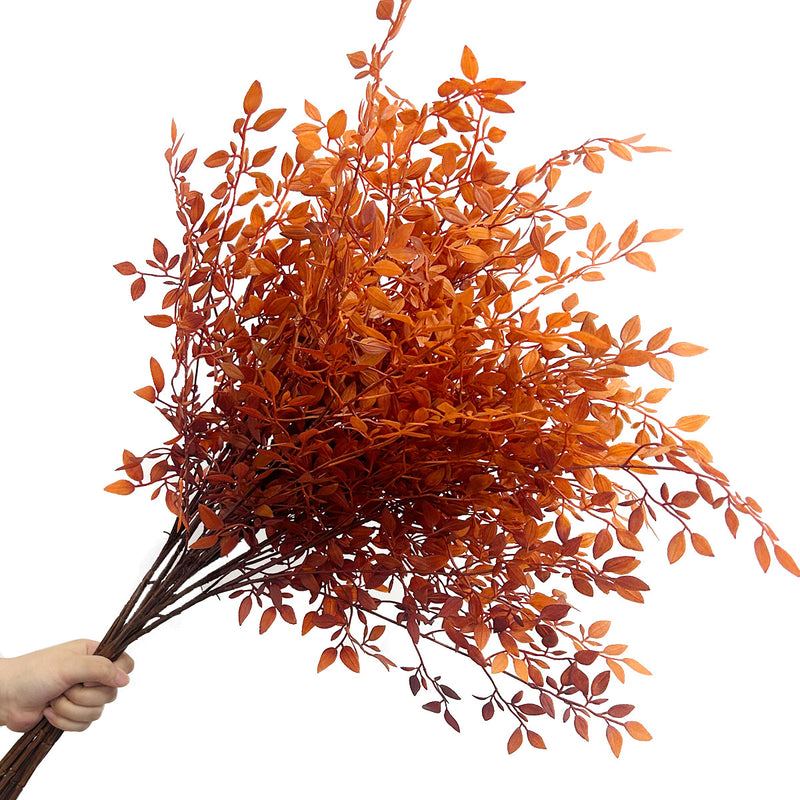 Artificial Nandina Stem, Faux Heavenly Bamboo Berry Branch in Orange, Autumn or Green, Vase Filler for Wedding & Home Decor