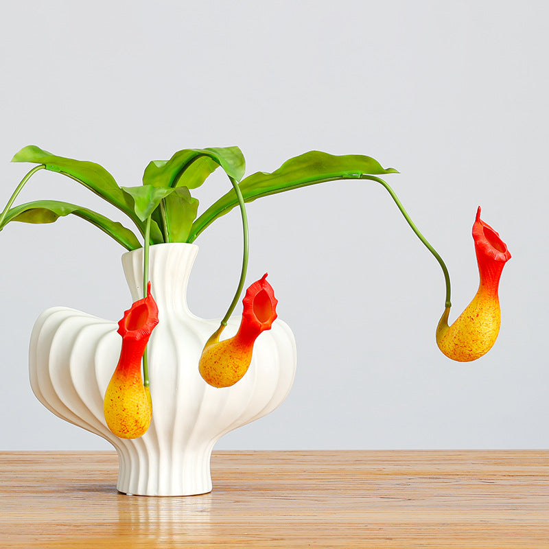 Artificial Pitcher Plant Vine, 30" Hanging Trailing Foliage, Realistic Plastic Greenery for Home Decor, Wedding Backdrops, Shelf Styling