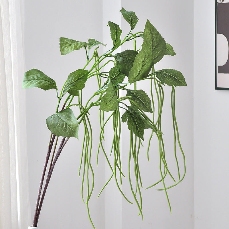 Artificial Green Bean Vine Stem, 37" Long Faux Foliage for Home Decor, Weddings & Events, Set of 15 Realistic Leaves