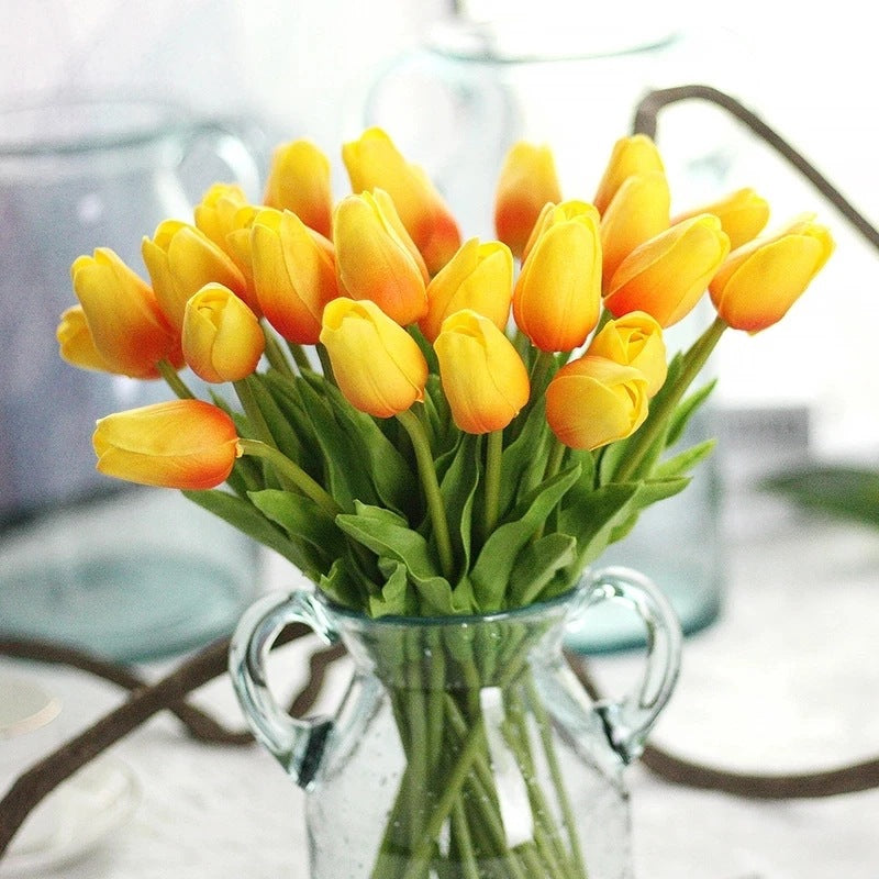 Bulk Clearance 20pcs 13.5" Artificial Tulip Stems Bouquet Soft Latex Tulips for Spring Decor