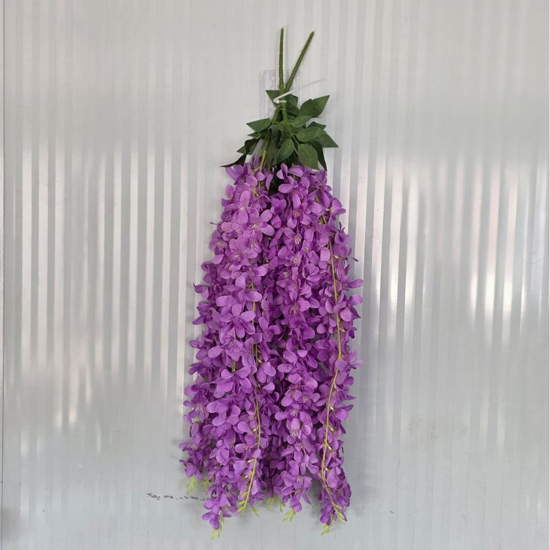 Artificial Wisteria Vine Garland, 33.5" Faux Purple Floral Hanging Decor for Weddings, Home, and Events