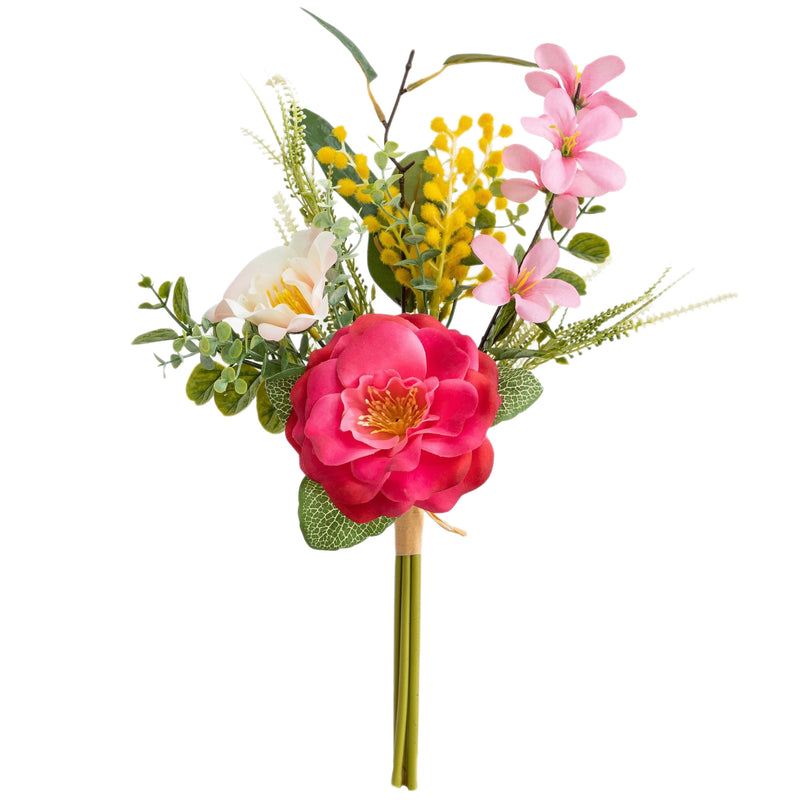 18" Artificial Camellia Bouquet, 6 Stems Silk Flower Arrangement for Home Decor, Wedding Centerpiece, Table Setting, Ins Modern Style