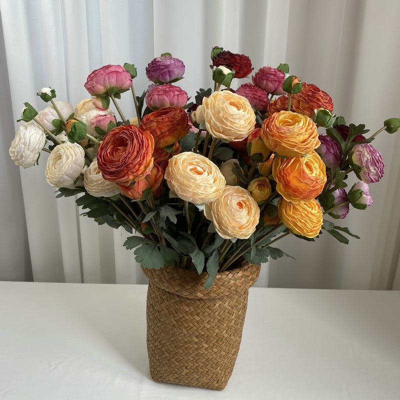 9-Bloom Hand-Tied Bouquet, Faux Silk Peony Stems, 22" Tall, Wedding & Home Decor