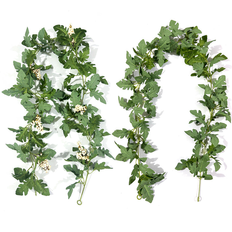 Artificial Chrysanthemum Leaf Garland Vine, Faux Silk Greenery Hanging Vine, Bendable Stems for Wedding, Home & Holiday Decor