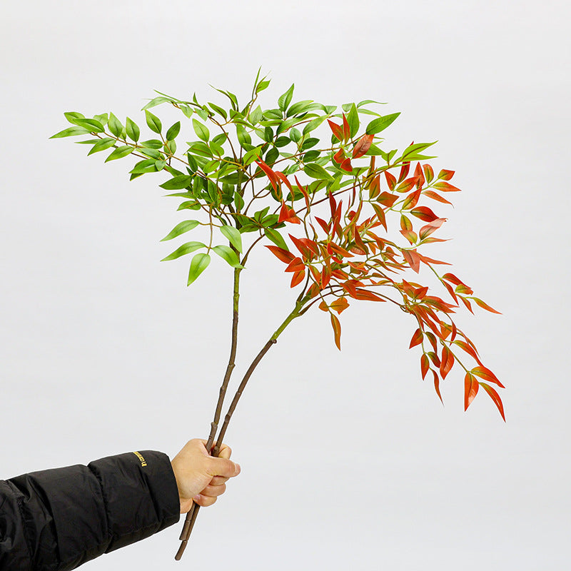 Artificial Nandina Stem, 43" Faux Silk Nandina Leaf Branch for Home Decor, Wedding Centerpieces & Commercial Displays, Single Stem with Bendable Stalk