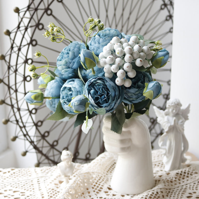 Bulk 12" Peonies Bush with Buds Silk Floral Arrangement Wholesale