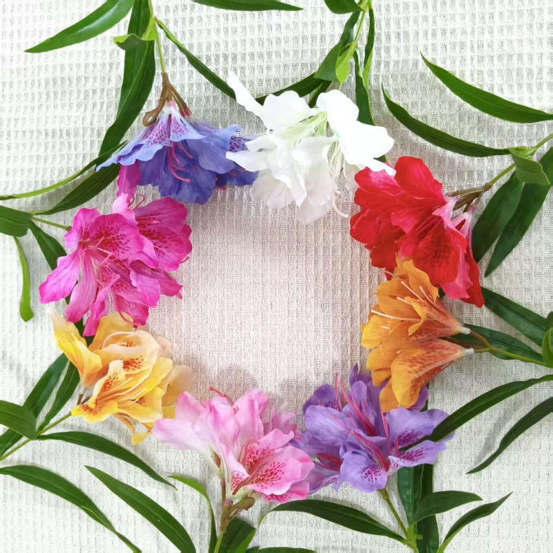Artificial Azalea Bush with 3 Blooms, 27.5" Silk-like Faux Flowers for Wedding Centerpieces & Home Decor