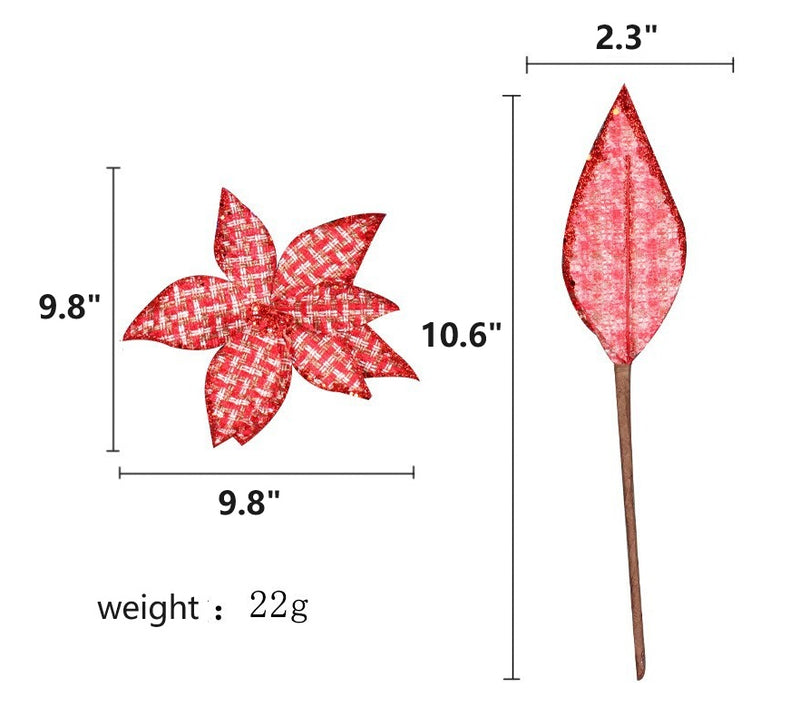 Bulk Glitter Poinsettias Artificial Christmas Flowers Arrangement Decorations for Xmas Tree Garland Rattan Accessories Wholesale