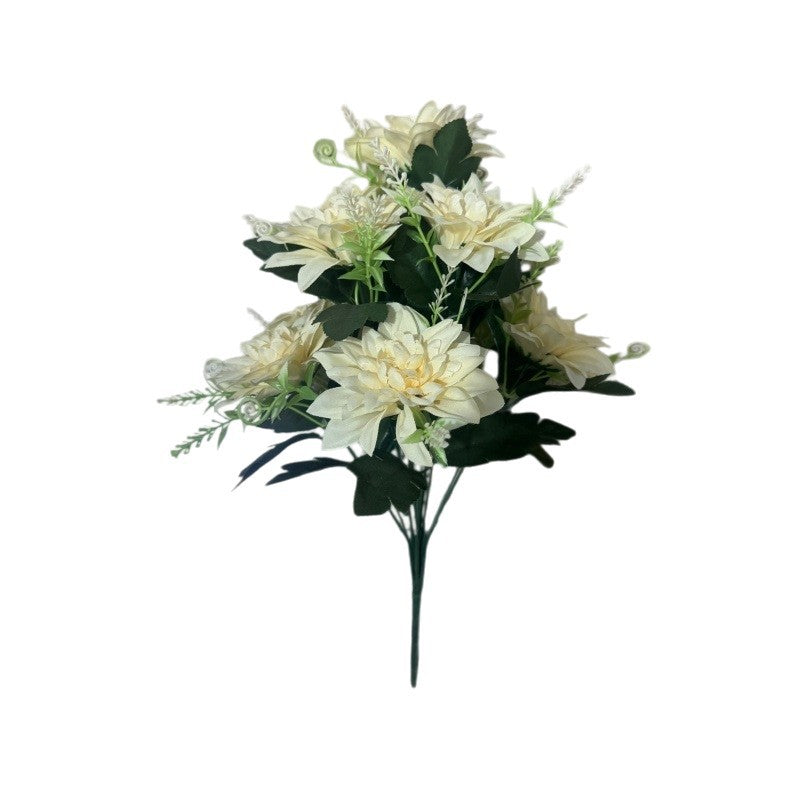 Artificial Daisy Bush with 12 Blooms, 15" Silk-Like Fabric Floral Arrangement for Home Decor, Weddings, and Events