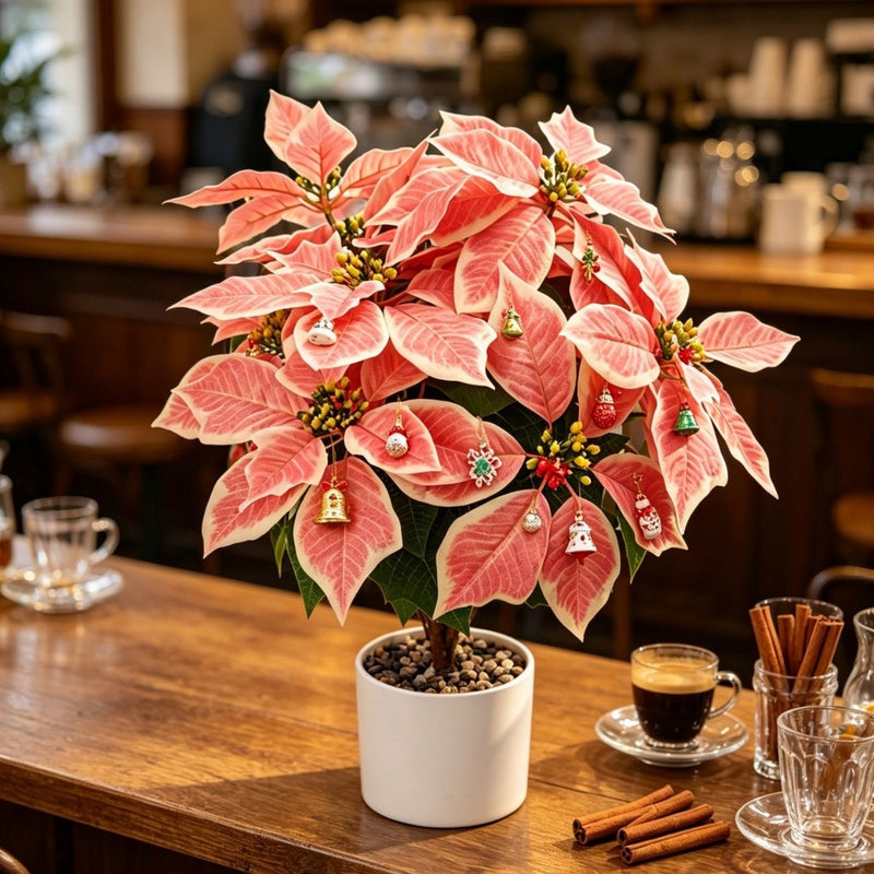 23" Artificial Poinsettia Bush with 12 Blooms, Silk-Like Fabric Christmas Flowers for Holiday Decor, Weddings & Home Styling