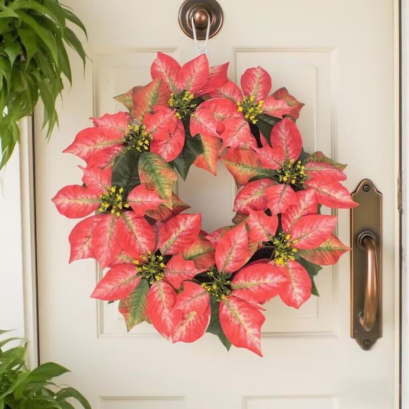 Artificial Poinsettia Garland, 18-Inch Christmas Vine for Holiday Decor, Indoor Decoration