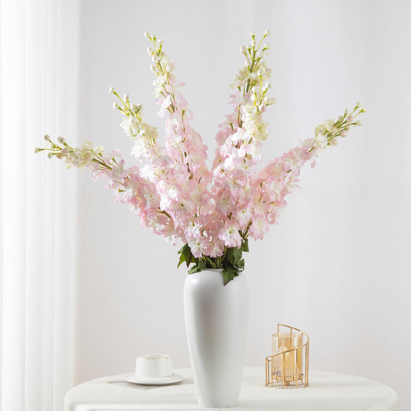 45" Artificial Delphinium Bush, Faux Silk Flower Arrangement for Weddings, Home Decor & Events