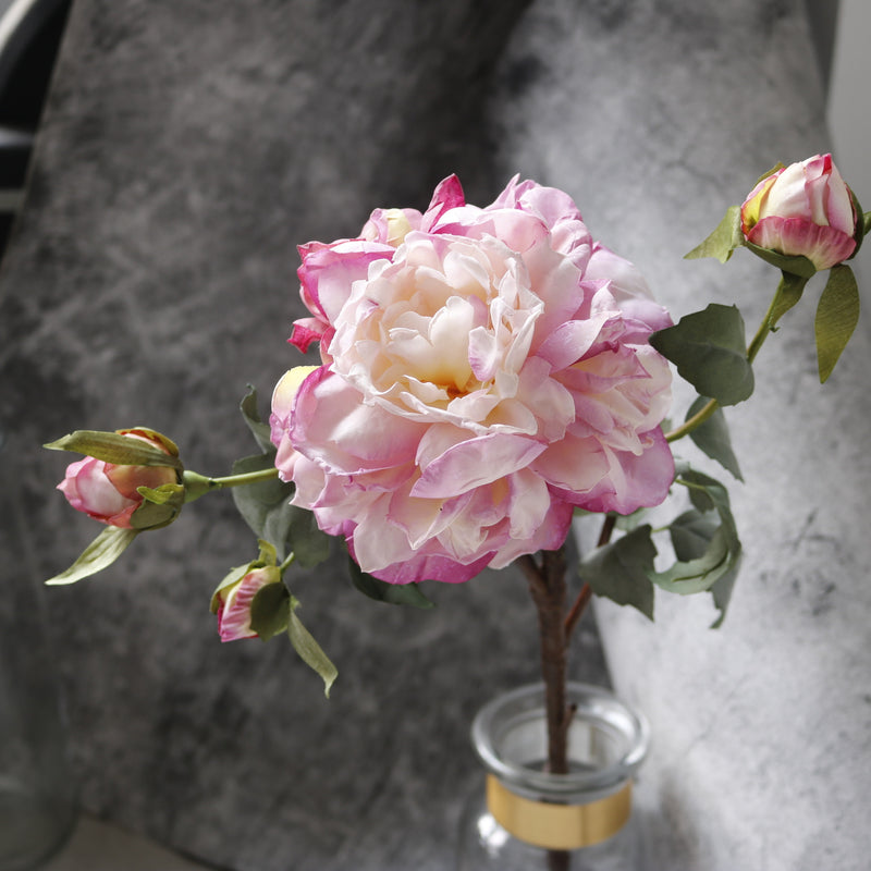 Luxury Peony Bush with 4 Blooms, 24" Tall Artificial Silk Flowers for Wedding Centerpieces, Home Decor & Events