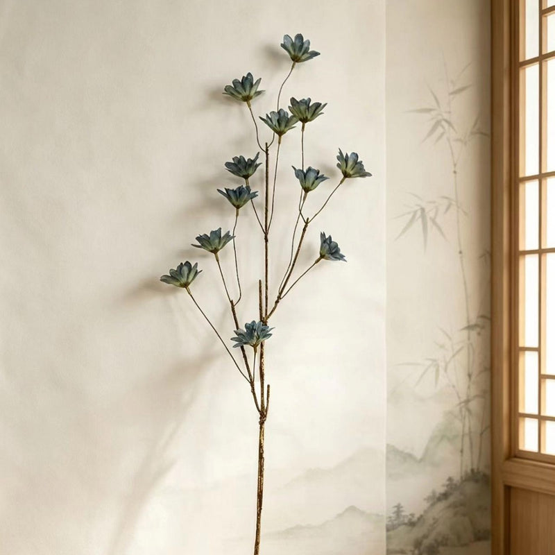 Larkspur Artificial Flower Bush with 12 Blooms, 19" Tall, Silk-like Fabric, Modern Farmhouse Decor for Weddings, Home, Office