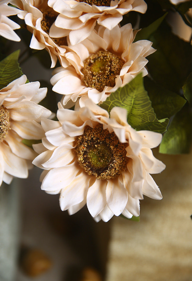 Bulk 18 inches Tall Sunflowers Bush Bouquet Artificial Sunflower Silk Flowers Autumn Decoration Wholesale