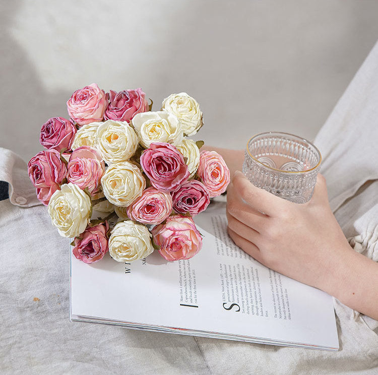 Bulk 12" Vintage Rose Bouquet American Burnt Edge Bouquet Wholesale