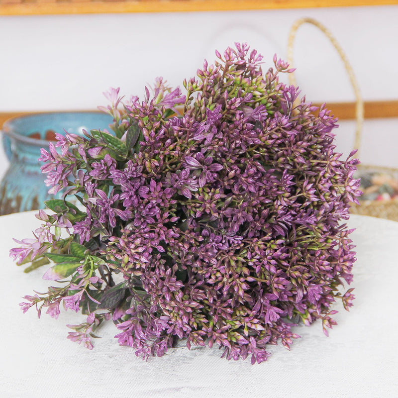 Artificial Kalanchoe Bush with 15 Blooms, Faux Flowering Plant Stem for Vases, Wedding & Home Decor
