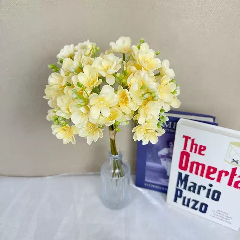 Artificial Jasmine Bouquet, Set of 4, 16" Tall, Silk Flowers, Wedding Bouquet, Table Decor, Indoor Outdoor Use