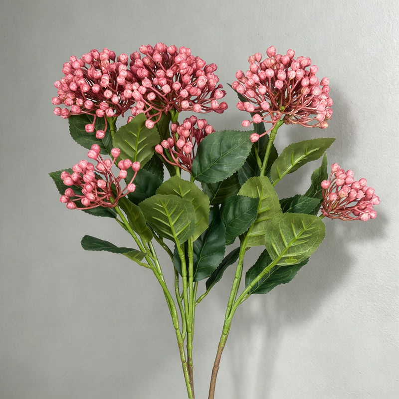 Artificial Hydrangea Berry Bush with Leaves, Faux Wild Fruit Floral Pick for Vase Arrangements, DIY Wedding & Home Decor