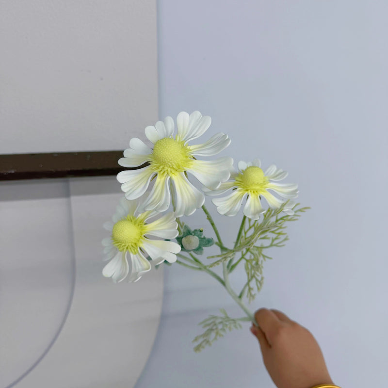 3-Bloom Artificial Chrysanthemum Bush, 23" Height, Realistic EVA Material for Home Decor, Weddings & Events