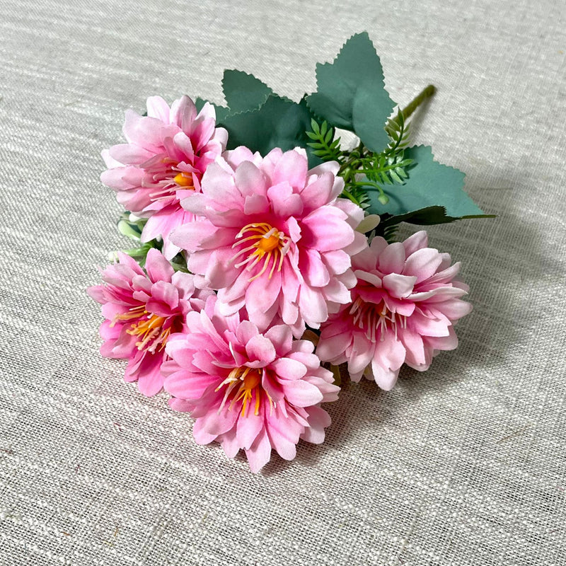 Artificial Cosmos Flower Bush with 5 Blooms, Faux Silk Fabric, Wedding, Home Decor & Office Floral Arrangement