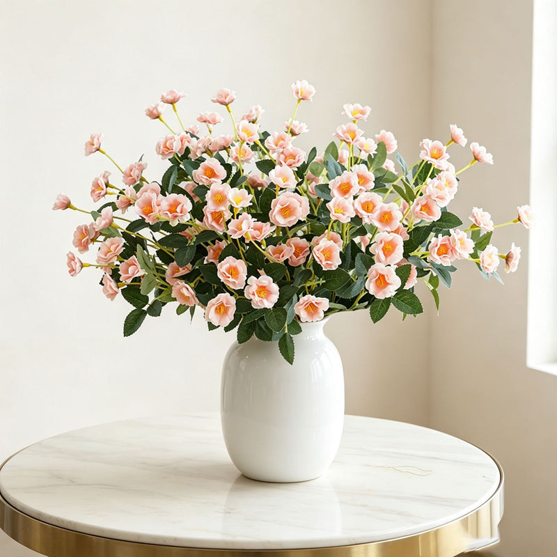Artificial Rose Bush, 15" Silk Flower Bouquet for Wedding Decor, Home Styling, and Event Arrangements, Allergy-Free & Pet-Safe