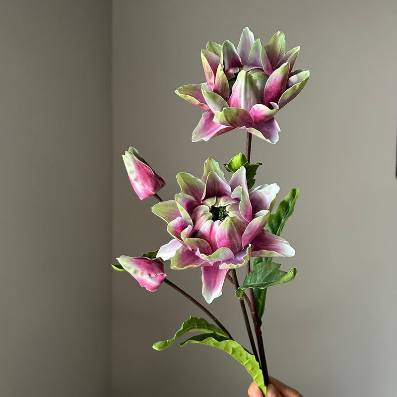 Artificial Thistle & Bromeliad Flower Stem, Single Stem with 2 Blooms, 26" Long for Wedding Centerpieces & Home Decor