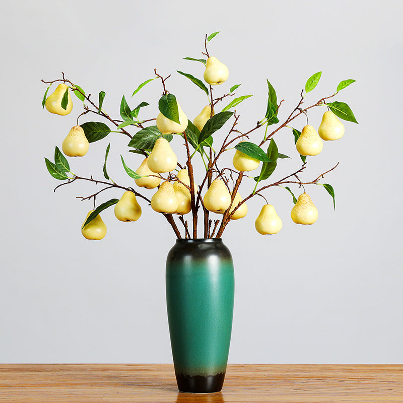 Artificial Pear Branch, Single Stem with 5 Faux Pears, 39" Tall Modern Home Decor for Vase Centerpiece, Wedding & Seasonal Styling