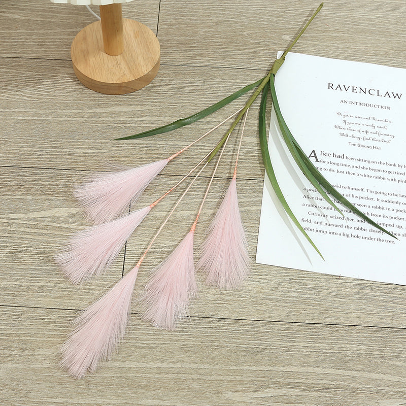 20" Artificial Pampas Grass Single Stem, Faux Silk Feather Reed for Wedding Decor & Modern Home Styling