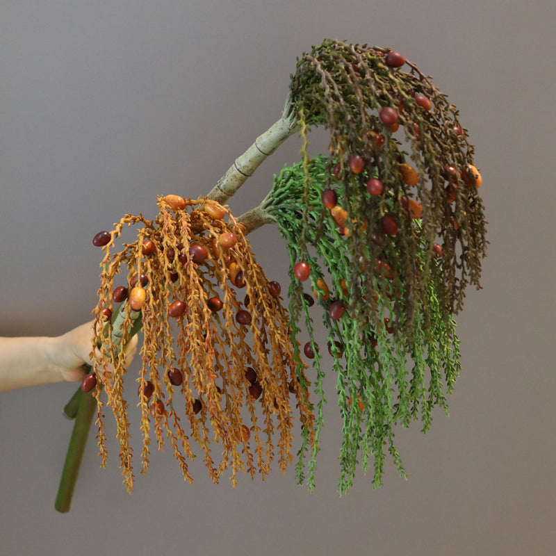 Artificial Palm Vine with Fruits, 33" Trailing Tropical Foliage for Home Decor, Window Displays & Floral Arrangements