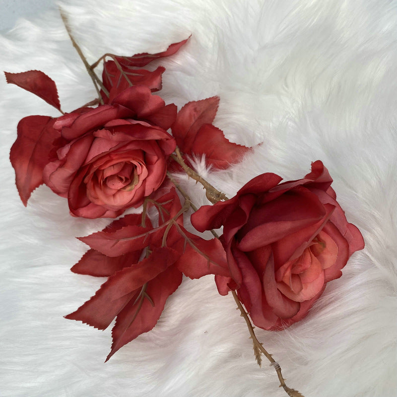 Artificial Alice Rose Stem, Single Stem with 2 Blooms, 31" Long, Silk-Like Fabric, for Weddings & Home Decor