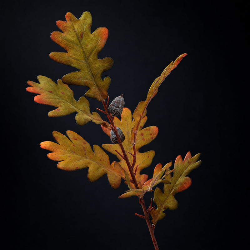 Artificial Autumn Leaf Branch, Rubber Tree Foliage Bush, Single Pick in Faux Silk Fabric, for Vase Arrangements & Fall Decor