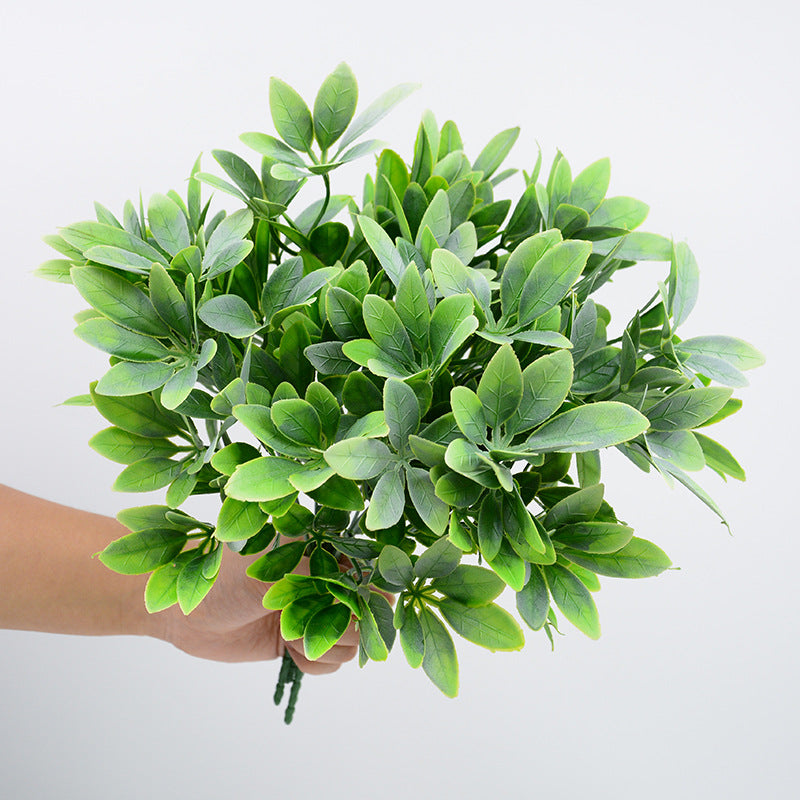 Artificial Lucky Leaf Bush, 13" Realistic Plastic Faux Greenery, Indoor/Outdoor Decor for Home, Wedding, Commercial Spaces