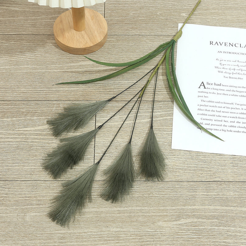 20" Artificial Pampas Grass Single Stem, Faux Silk Feather Reed for Wedding Decor & Modern Home Styling