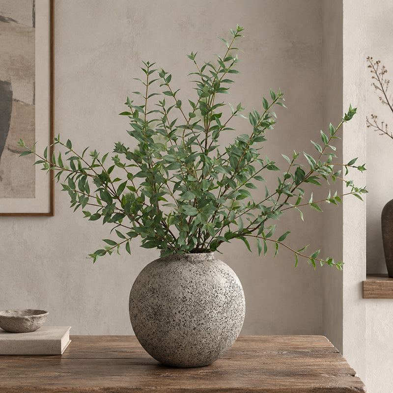 Artificial Eucalyptus Branch, Single Pointed-Leaf Stem, Faux Greenery for Vase, Wedding & Home Decor