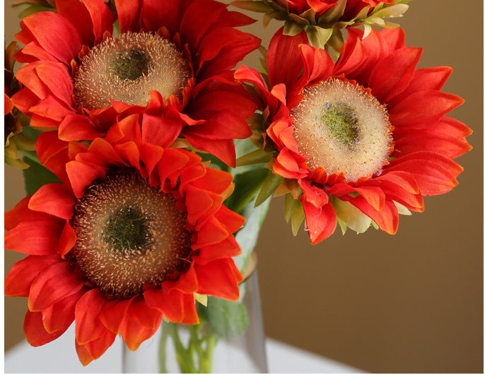 Fleurs artificielles en vrac de 17 pouces Tiges de tournesol en soie Arrangement de tournesol pour l'automne Maison Mariage Jardin Vase Fête d'anniversaire Décoration de cuisine En gros