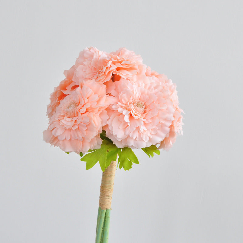 Faux Silk Marigold Bouquet, 12" Tall, Yellow/Magenta/Champagne - DIY Wedding, Home & Office Decor