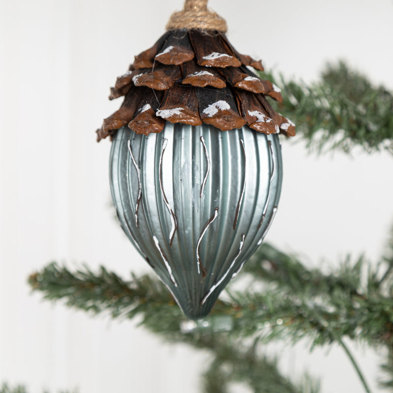 Lot de 2 décorations de Noël en forme de pommes de pin en verre pour Noël, automne, Thanksgiving, fête, décorations à suspendre, vente en gros