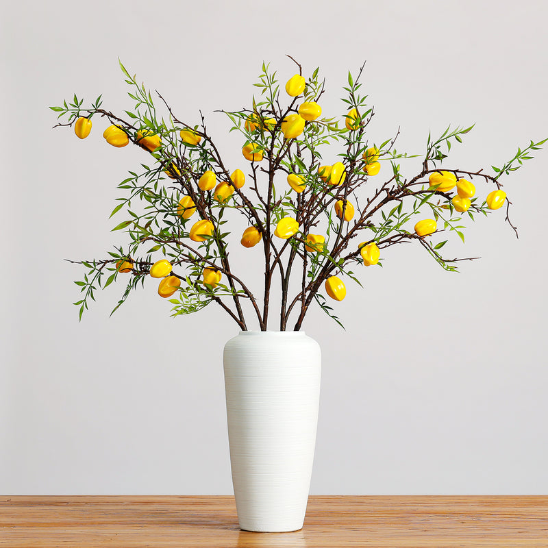 Artificial Starfruit Branch, Single Stem with Fruit and Leaves, Perfect for Home Decor and Floral Arrangements