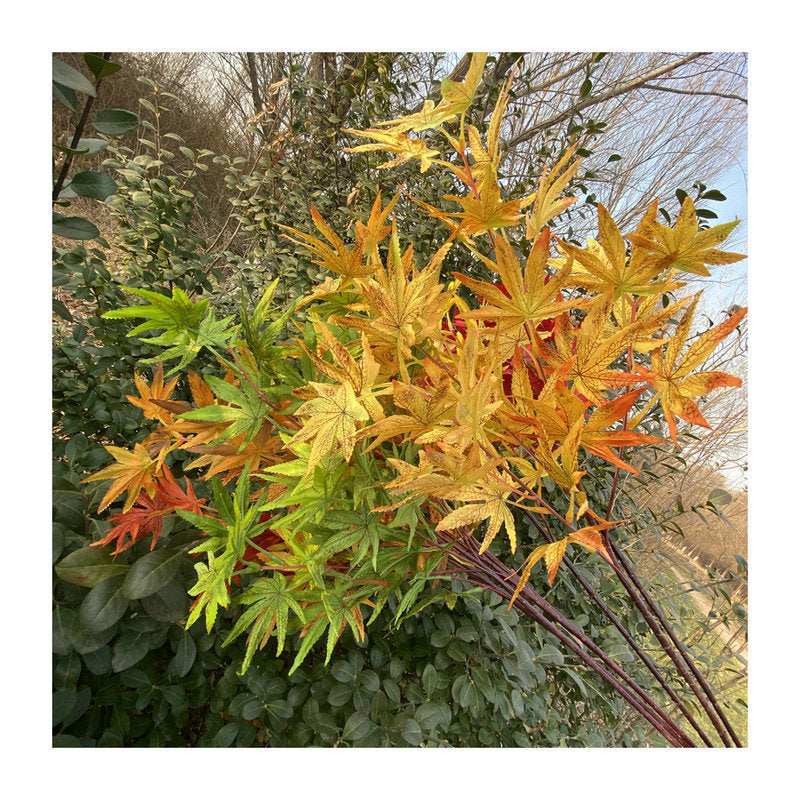 Artificial Maple Leaf Branch, Single Stem with 38 Realistic Foliage, 39" Tall for Wedding Centerpieces & Home Decor, Silk-Like Fabric