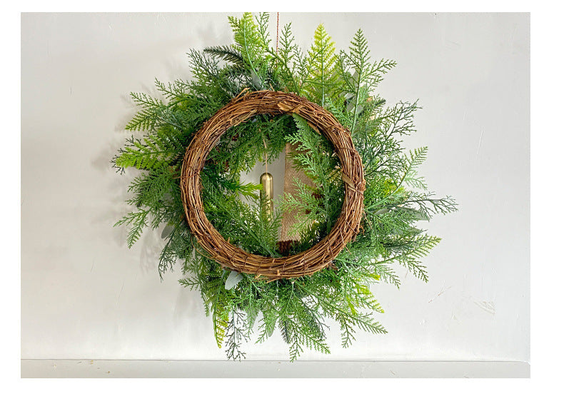 Christmas Pinecone Bell Wreath, 18" Rustic Holiday Door Hanging Decor, Farmhouse Christmas Garland for Front Door, Mantel & Holiday Parties
