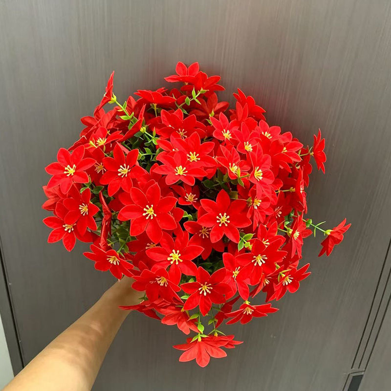 Artificial Poinsettia Eucalyptus Single Stem, 12", Plastic, Set of 10, Indoor Outdoor Decor for Christmas, Weddings, Parties