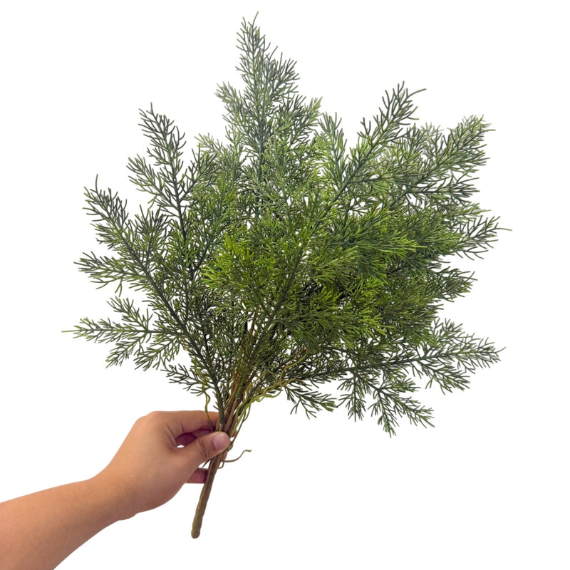 Artificial Asparagus Fern Bush, Faux Pine Needle Greenery Stem in Plastic, for Plant Walls, Floral Design & Home Decor