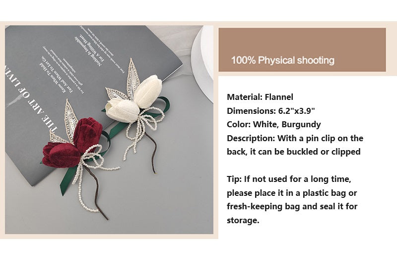 Bulk Velvet Tulip Corsage for Bride Bridesmaid Wedding Party Wholesale