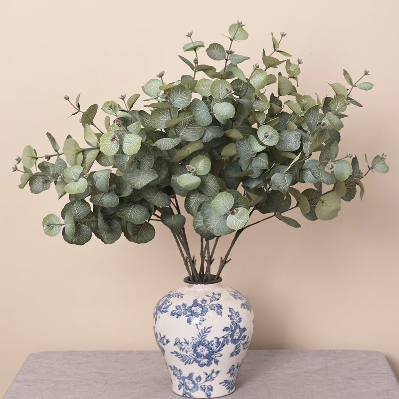 Artificial Eucalyptus Leaf Bush, Bendable Faux Greenery Branch, Indoor Wedding & Home Decor