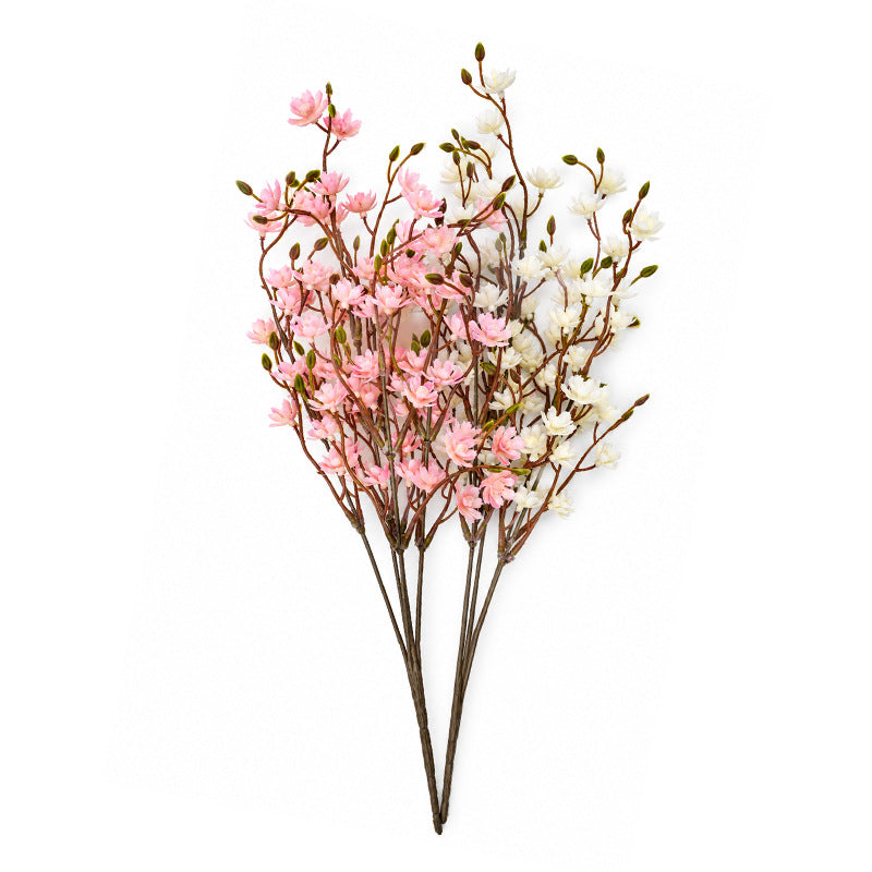 Artificial Cherry Blossom Bush, 18 Inches, PE Plastic, Perfect for Weddings, Home Decor, and Commercial Spaces