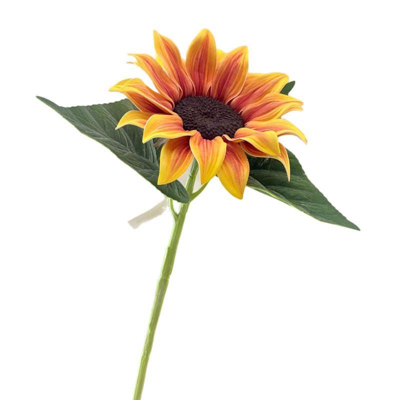 Single Stem Artificial Sunflower, 27" Tall with 6.5" Bloom, Silk-Like Fabric, Rustic & Modern Decor