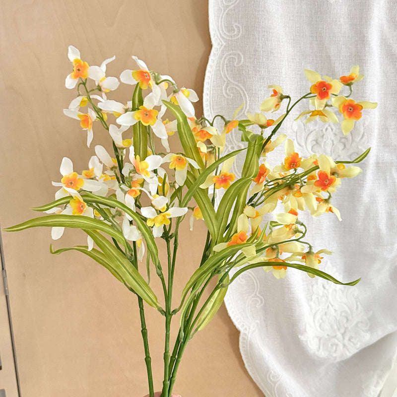 Artificial Cymbidium Orchid Stem, Single Silk-like Bush for Home Decor, Wedding Centerpieces, and Office Styling, 20" Tall
