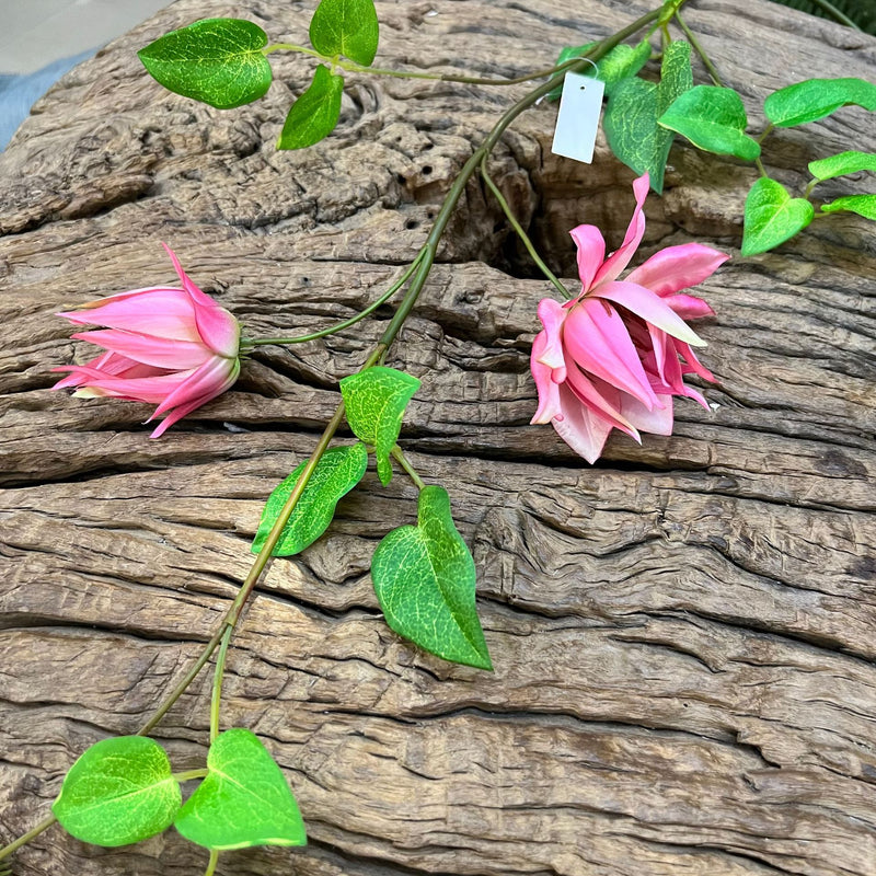 Artificial Clematis Single Stem Flower, 35" Long, 3 Blooms, Silk Material, Rustic & Luxe Theme, Perfect for Home Decor, Weddings, and Commercial Spaces