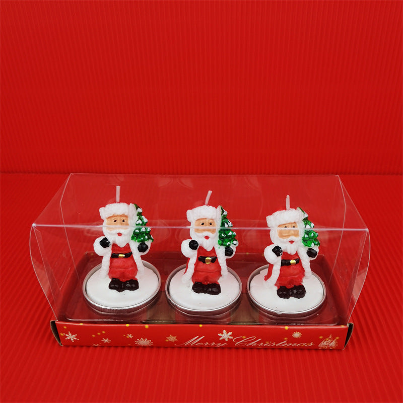 Lot de 3 bougies de Noël en vrac avec Père Noël, sapin de Noël, pomme de pin, coffret cadeau pour Noël, automne, décoration d'intérieur, vente en gros